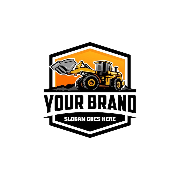 Vector tractor  backhoe loader logo vector