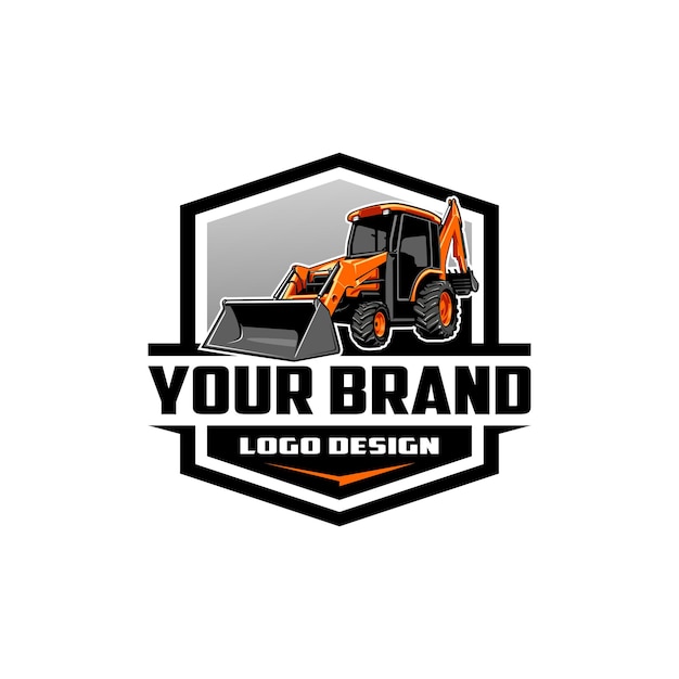 Trattore buldozer illustrazione logo premium vettore