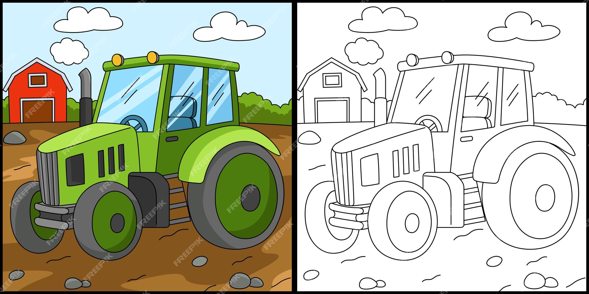 Tractor Coloring Page 1857275 Vector Art at Vecteezy