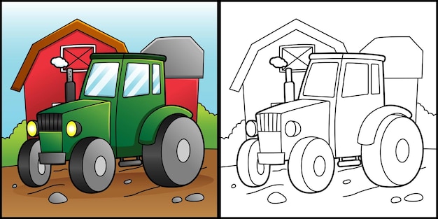 Tractor Coloring Page Vehicle Illustration