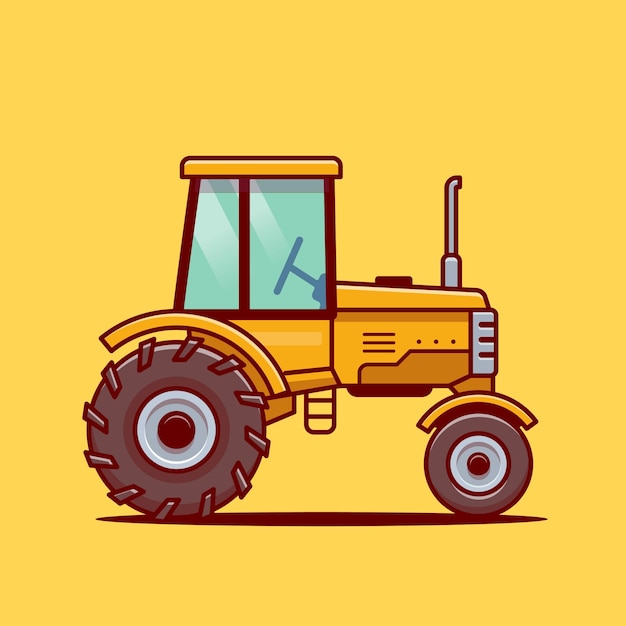 Tractor Farm Cartoon Vector Icon Illustration. Farm Transportation Icon Concept Isolated Vector. Flat Cartoon Style