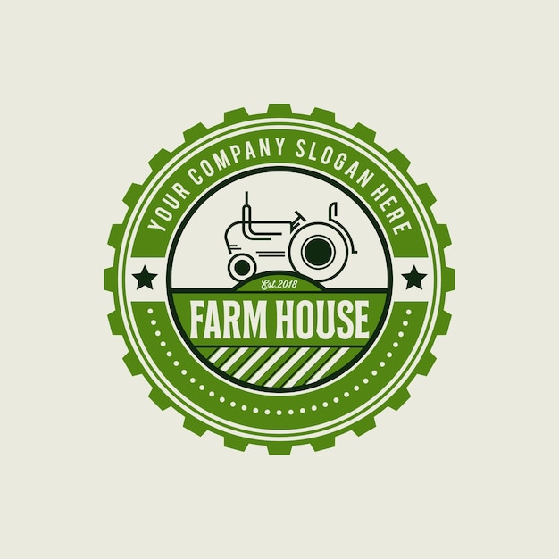 Tractor farm circle badge logo for the agricultural industry and retro badge logo design