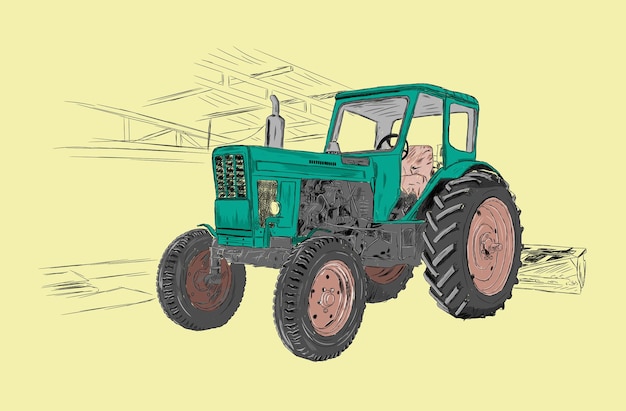 tractor on the farm illustration