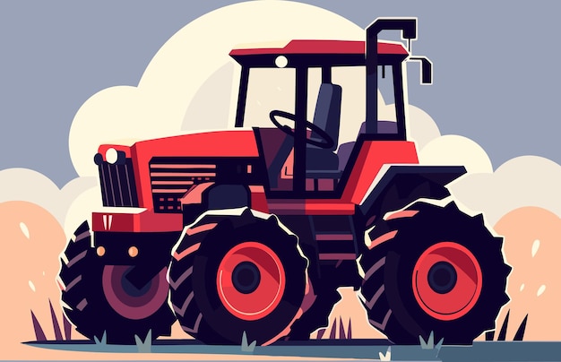 Tractor flat illustration vector tractor flat vector design modern farm tractor colorful tractor