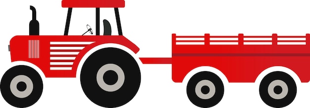 Vector tractor icon with trolley color vector vehicle for agriculture farming vehicle color goods carrier