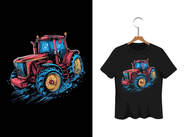 tractor illustration t shirt design artwork