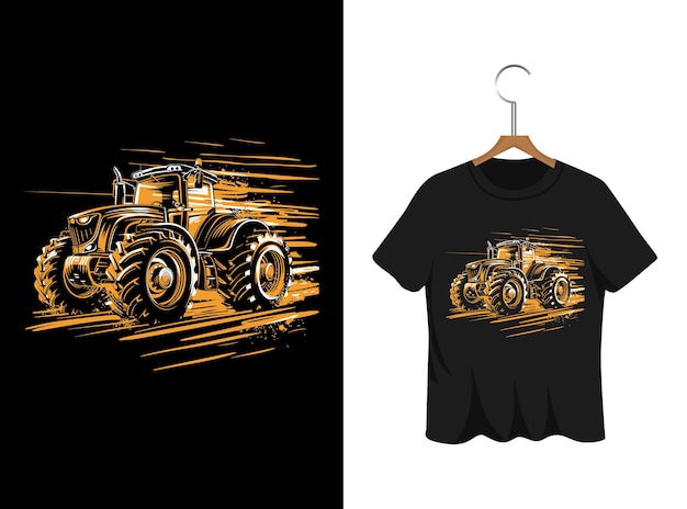 tractor illustration t shirt design artwork