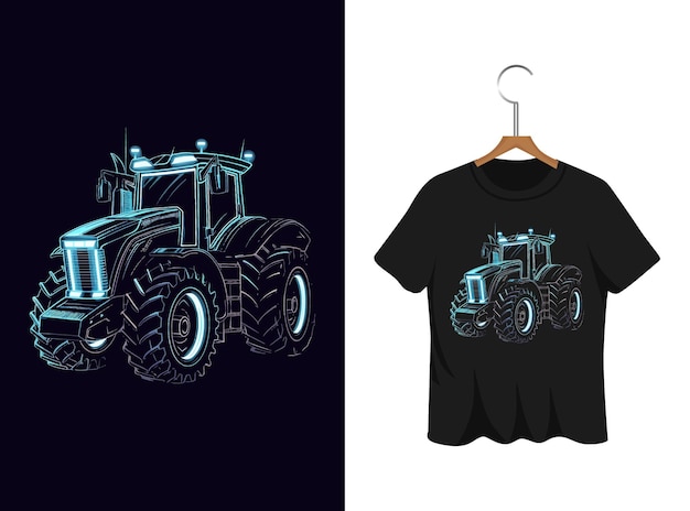 Vector tractor illustration t shirt design artwork