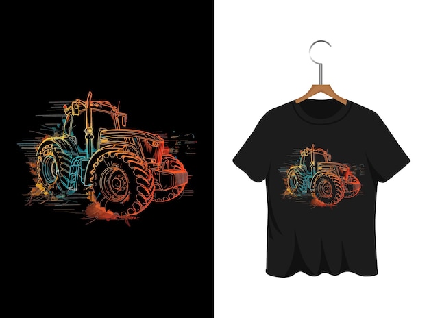 Иллюстрация трактора дизайн футболки художественное произведение