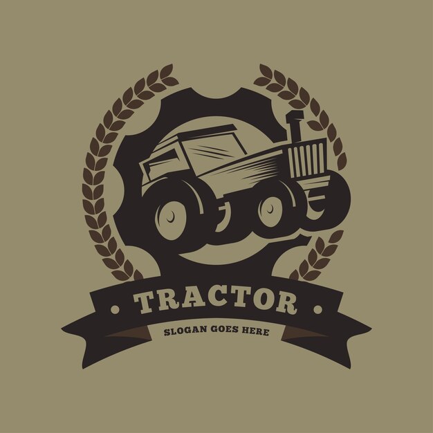 Tractor Logo Design Concept for Company Logo in Agribusiness Sector Vehicle Logo for Plowing Rice Fields and Fields