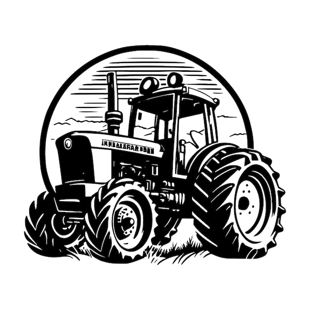 Vector tractor logo illustration emblem design