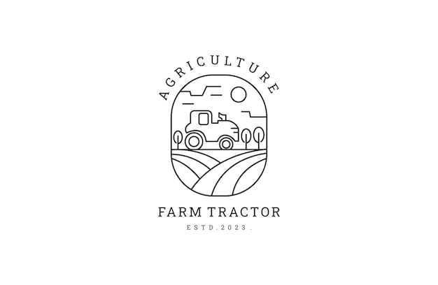 tractor logo voor boer met tractor illustratie lijntekeningen icoon.