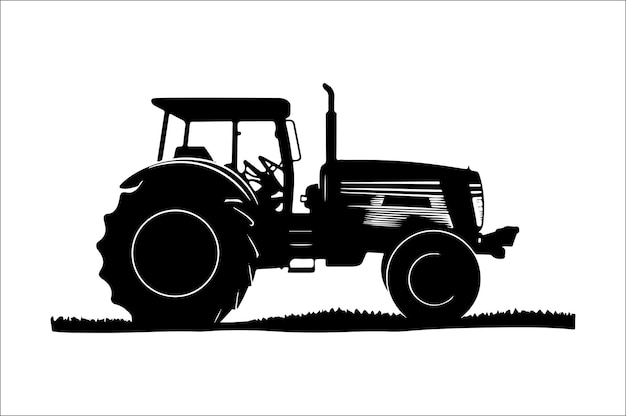 Tractor Silhouette illustratie vector met zwart Klassieke oude tractor op witte achtergrond