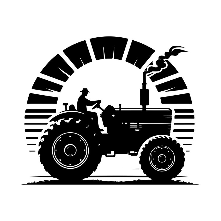 Tractor silhouette vector Black Tractor Icon Emblem Farm Fleet Dynamic Tractor Vector Logo Design