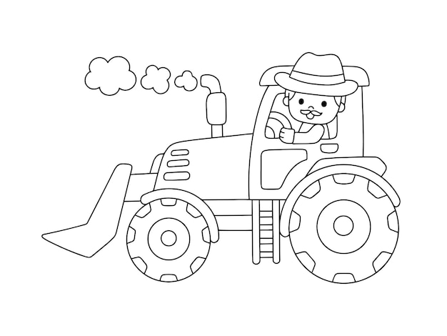 Vector tractor tekening kleurpagina illustratie