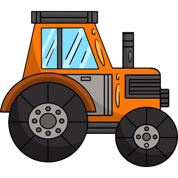 Tractor Vehicle Cartoon Colored Clipart