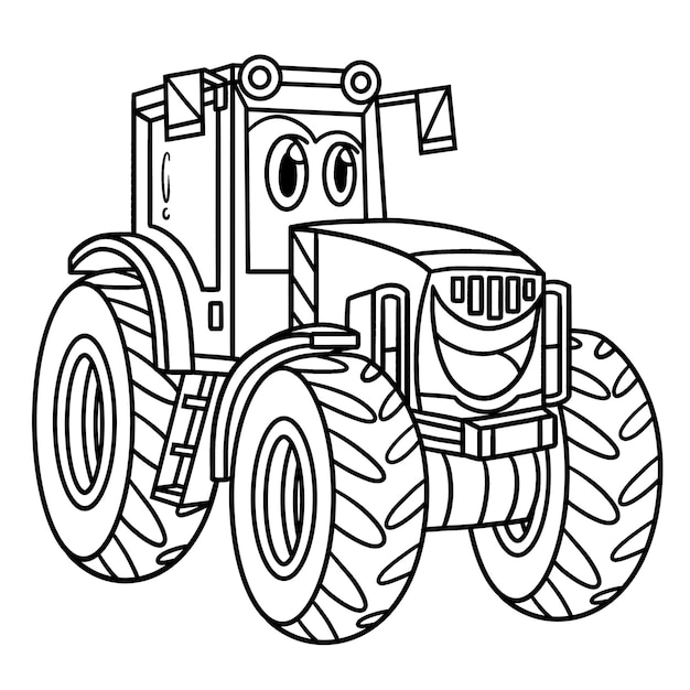 Tractor with Face Vehicle Coloring Page for Kids 10002498 Vector Art at  Vecteezy