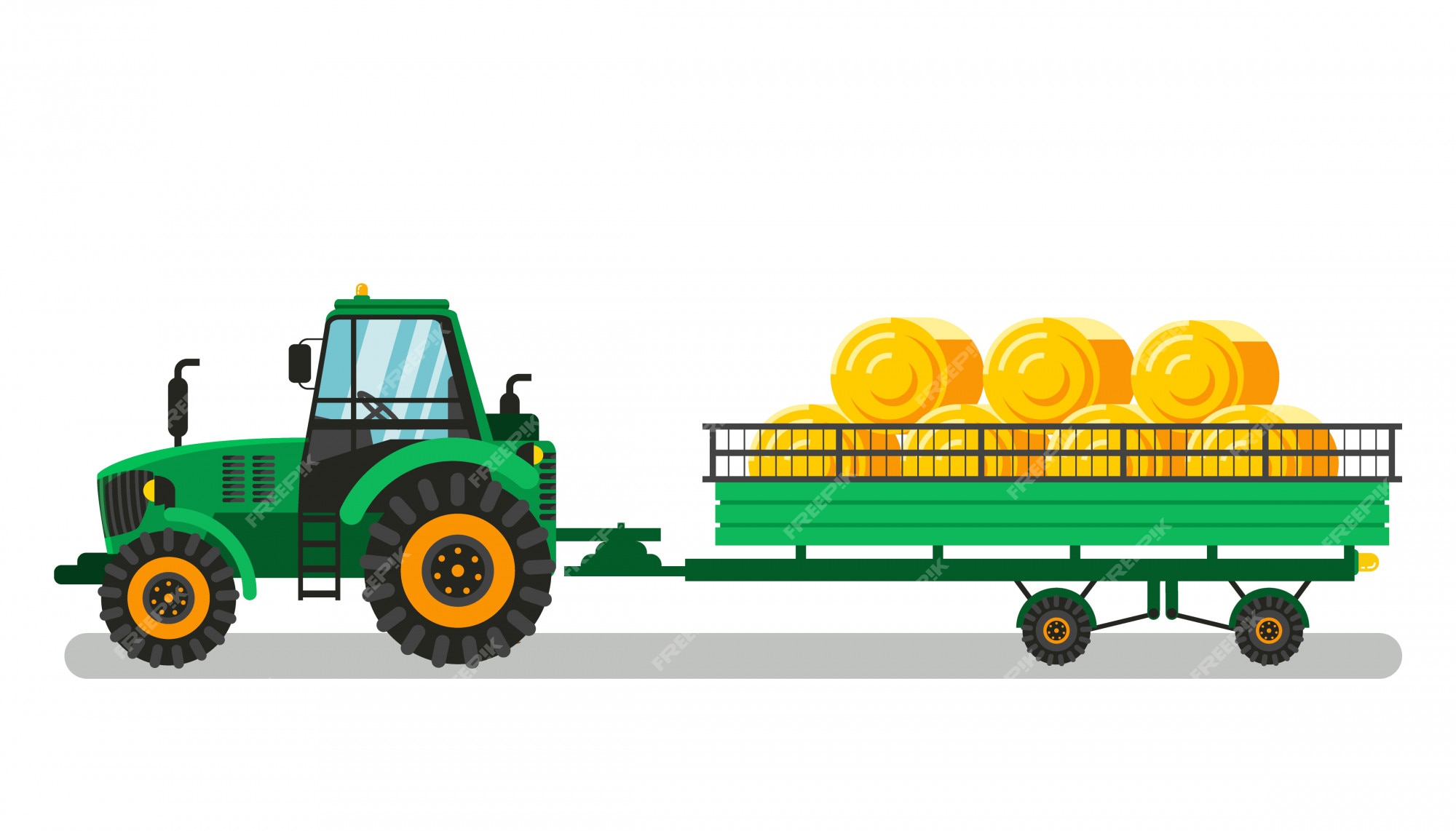 Premium Vector | Tractor with haystacks in cart vector illustration Premium Vector | Tractor with haystacks in cart vector illustration