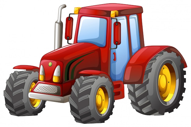 Roter Traktor Mit Anhänger Auf Weißem Hintergrund. Flache Art,  Vektorillustration. Lizenzfrei nutzbare SVG, Vektorgrafiken, Clip Arts,  Illustrationen. Image 72361642.