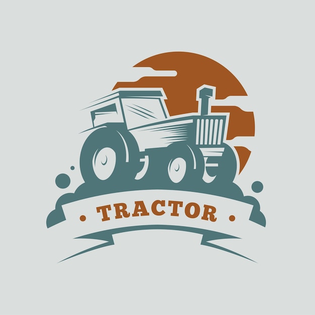 Tractorlogo-ontwerpconcept voor bedrijfslogo in de landbouwsector voertuiglogo voor het ploegen van rijstvelden en velden