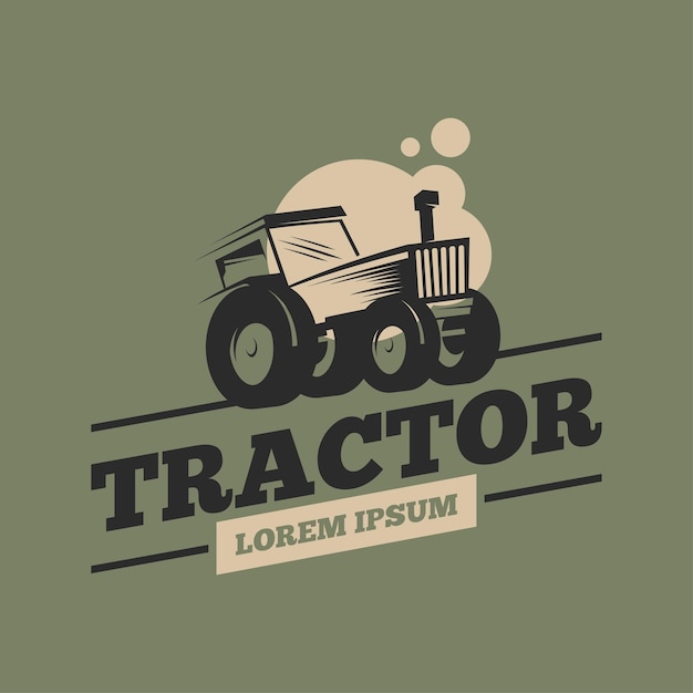 Tractorlogo-ontwerpconcept voor bedrijfslogo in de landbouwsector Voertuiglogo voor het ploegen van rijstvelden en velden