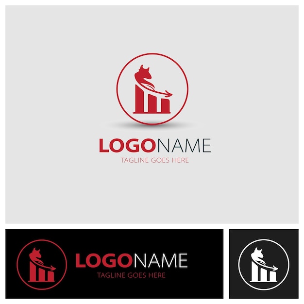 Vector trade bull business finance and consulting logo illustration brand identity