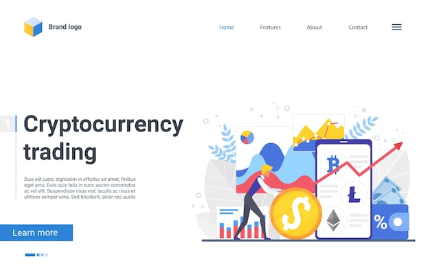 Trade crypto currency landing page financial analysts trading in digital money market