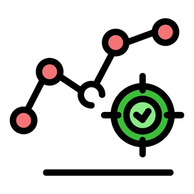 trader graph target icon outline trader graph target vector icon color flat isolated