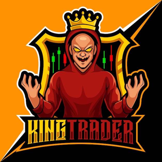 Trader king, mascotte esports logo vector illustration