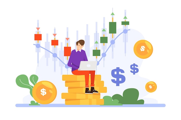 Vector trader working illustration theme