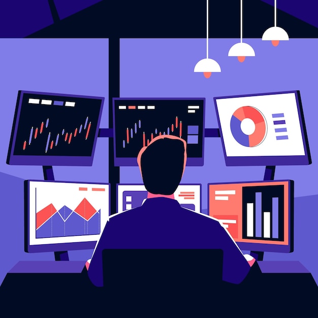 Trader working illustration