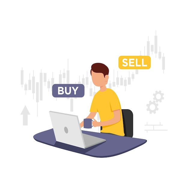 Trader working online trading concept