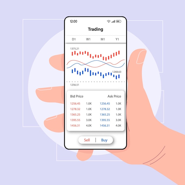 Trading analytics smartphone interface vector template