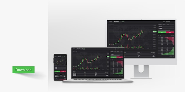 Trading-app op verschillende platforms op wit