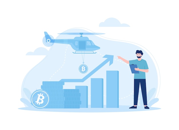 trading bitcoins trending concept flat illustration