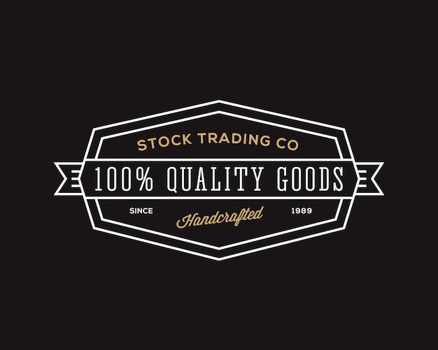 Trading company retro typography abstract  sign, symbol or logo template. black background.