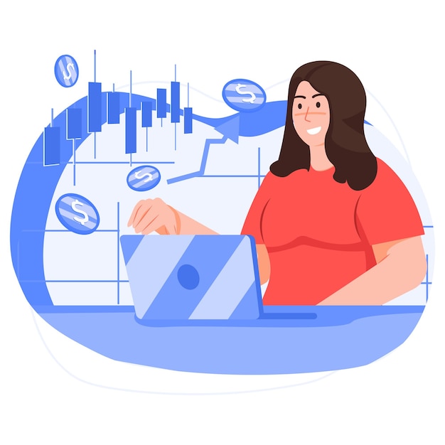 Trading flat illustration