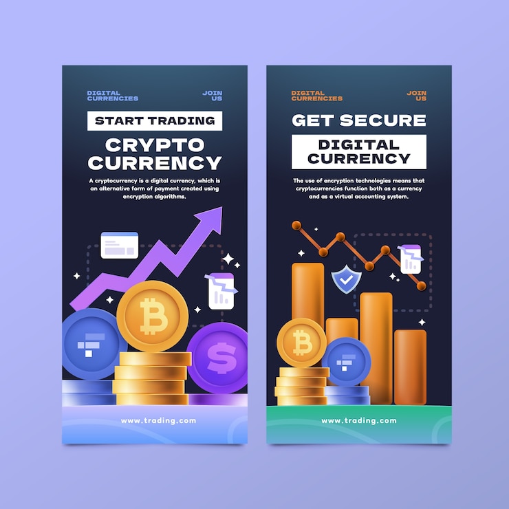 Vector trading system banner set in realistic style
