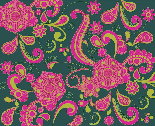 Vector tradition indian motif fantasy flowers