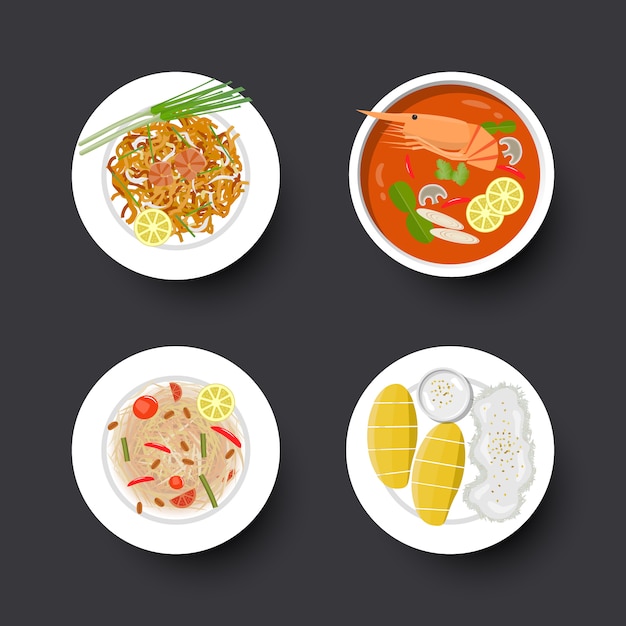 Vector tradition thai food set