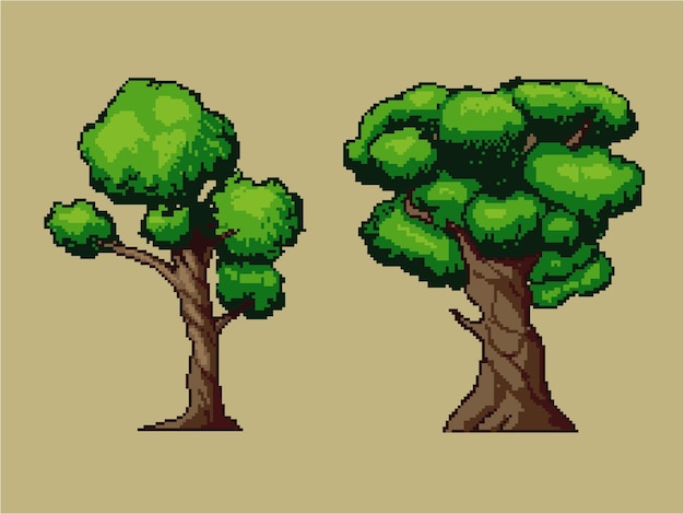 Traditional african tree pixel art pixelart vector