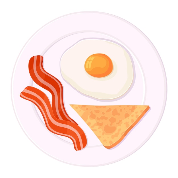 Традиционный американский завтрак, яичница-глазунья с тостами из баона и муравья на тарелке Концепция меню позднего завтрака в ресторане
