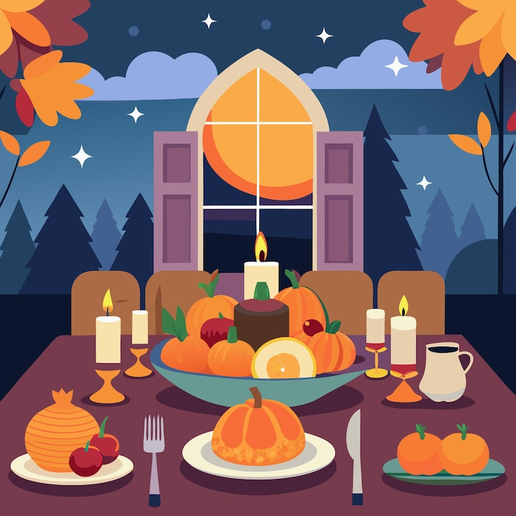 Vector traditional american thanksgiving dinner vector
