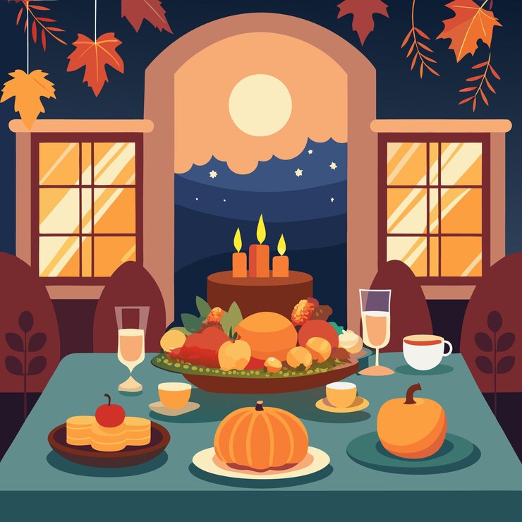 Vector traditional american thanksgiving dinner vector