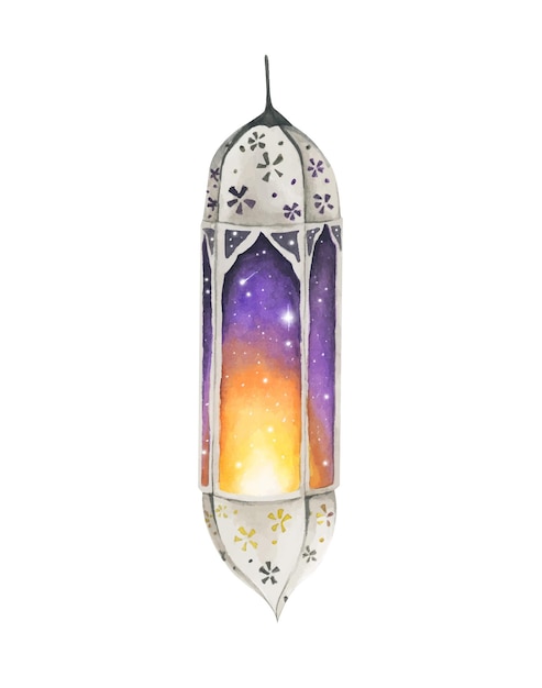 Traditional arabian lantern Watercolor illustration