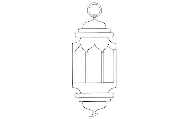 Traditional Arabic lantern one line art