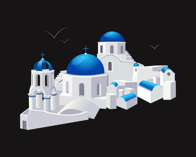 Vector traditional architecture santorini greece