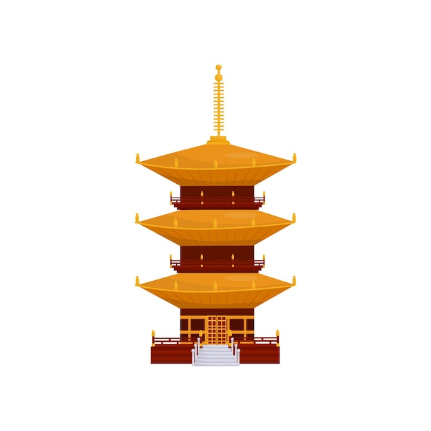 Vector traditional asian pagoda building buddhist temple vector illustration isolated on a white background