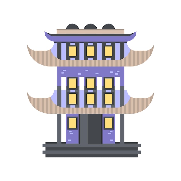 Vector traditional asian pagoda building vector illustration isolated on a white background