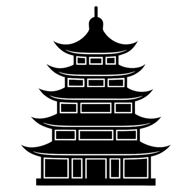 traditional asian pagoda vector illustration vibrant and detailed printable graphic design